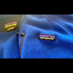 mens blue patagonia zip up fleece hoodie